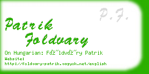 patrik foldvary business card